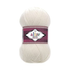 Sock Yarn by Alize Superwash 4ply 100g 75% Wool/25% Nylon Self Patterning Shade 01 Cream