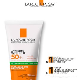 La Roche-Posay Anthelios Oil Control Toque Seco FPS 50+, Protector Solar Facial en Gel-Crema para Piel Grasa y Sensible, Matificante, Anti-Brillo, Sin Color, 50 ml