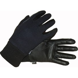 Ryda Childrens Winter Fleece Backed Leather Horse Riding Gloves (Navy Blue, Extra Large)