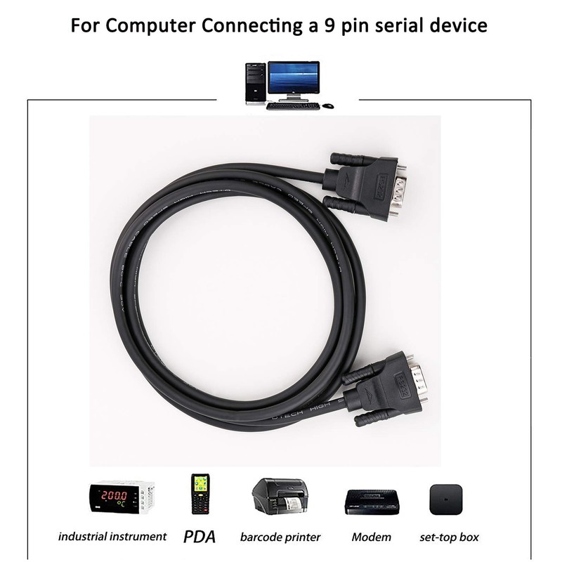 DTech 5ft RS232 Serial Cable Extension Male to Female 9