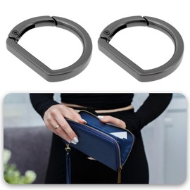 Briny River 10 Pieces Metal Flat D Ring Spring Key Ring Buckle Spring Snap Clip Buckle for Bags Purses