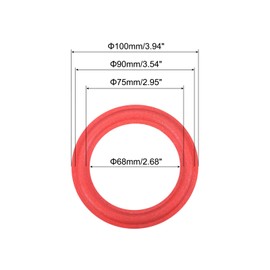 sourcing map Rubber Speaker Foam Edge Surround Rings 4 Inch 68mm x 100mm Perforated Subwoofer Rings Replacement Parts for Speaker Repair or DIY Red 2 Pcs