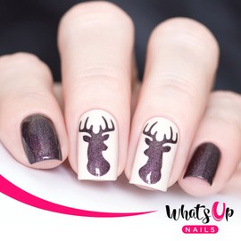 Whats Up Nails - Antler Vinyl Stencils for Christmas Nail Art Design (1 Sheet, 18 Stencils)