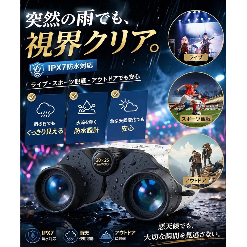 Binoculars, 20x Opera Glass, Anti-Vibration Binoculars, BAK4 Optical Lens, FMC