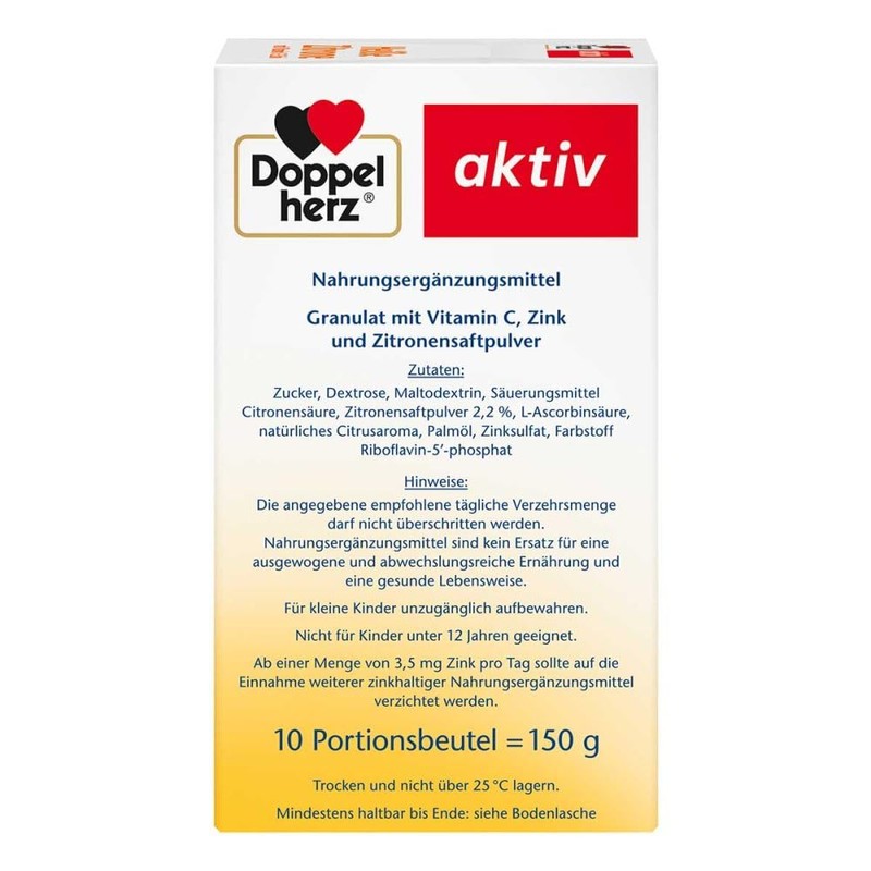 Doppelherz Hot Lemon Vitamin C + Zinc Granules Pack of