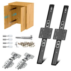 Sliding Hidden Door Track, Pocket Door Hardware, Smooth Gliding Pocket Door Slides with Hinges for Cabinet and Recessed Doors (18IN, Set, 1)