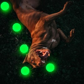 Liliful 5 Pcs Glow in The Dark Ball Dog Toy 2.5 Inch Glowing Fetch Ball Rubber Bouncy Dog Toy Balls with Net Bag for Dogs 20-60 Lbs