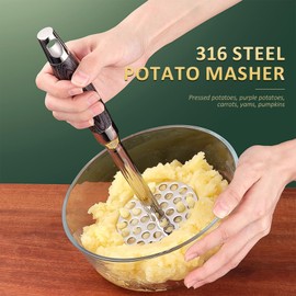 Dynaeuty Potato Masher, Stainless Steel Potato Press with Non Slip Handle Heavy Duty Masher Kitchen Tool for Beans, Avocado, and Fruits