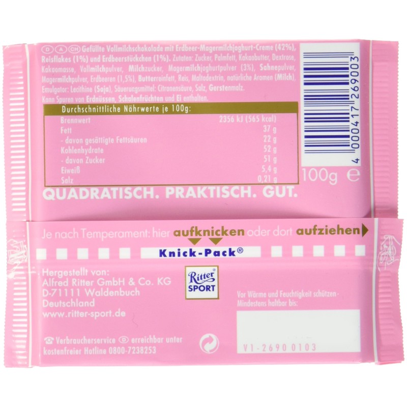Ritter Sport Strawberry Yogurt, 100 g