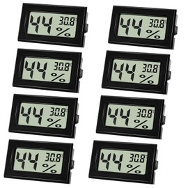 Farerkass Pack of 8 Hygrometers, Digital Mini Humidity Meter with LCD, Room Temperature for Indoor Use and Hydrometer for Baby Room, Bedroom and Wine Cellar, Black