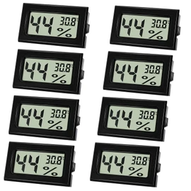Farerkass Pack of 8 Hygrometers, Digital Mini Humidity Meter with LCD, Room Temperature for Indoor Use and Hydrometer for Baby Room, Bedroom and Wine Cellar, Black