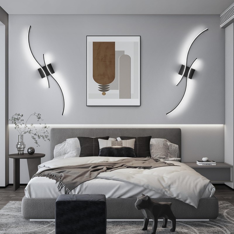 CANEOE Modern Led Wall Light, 39inch Black Indoor Led Wall