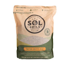 Sol Soils Cactus Gritty Potting Mix - Fast Draining, Peat Moss Free - 1 Gallon - Coconut Husk, Granite, Clay, Pumice