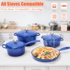 Nonstick Enameled Cast Iron Cookware Set, 7-Pcs Pots and Pans