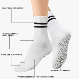 Caldodo Stopper Socks Women's 4 Pairs Yoga Socks 39-42, Gifts for Women Non-Slip Socks Adult Non-Slip Socks with Nubs Pilates Socks, White