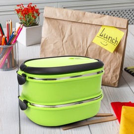 LIZEALUCKY Thermal Bento Lunch Box with Stainless Steel Thermal Insulation, 1-3 Layers of Food Containers for Adult Pack Food Suitable for Work Office (2-Layer)