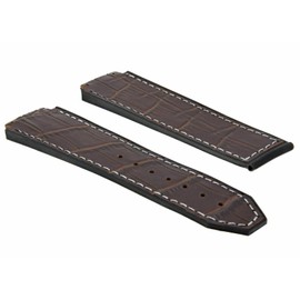Ewatchparts 24mm Leather Watch Band Strap Rubber Compatible With Hublot Bang Clasp Includes 4 Screws and Screw Driver