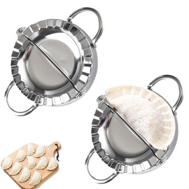 Set of 2 Stainless Steel Mouth Bag Maker, Dumpling Maker, Ravioli Maker, Dumpling Maker (Small 7.5 cm, Large 9.5 cm) for Pasta, Ravioli Dumplings, Dumplings