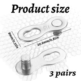3 Pairs Chain Lock Bicycle Chain, Bicycle Chain, Bicycle Chain Lock, Bicycle Chains, Bicycle Missing Link 11 Speed Chain, Reusable Silver Steel Bike Chain Link