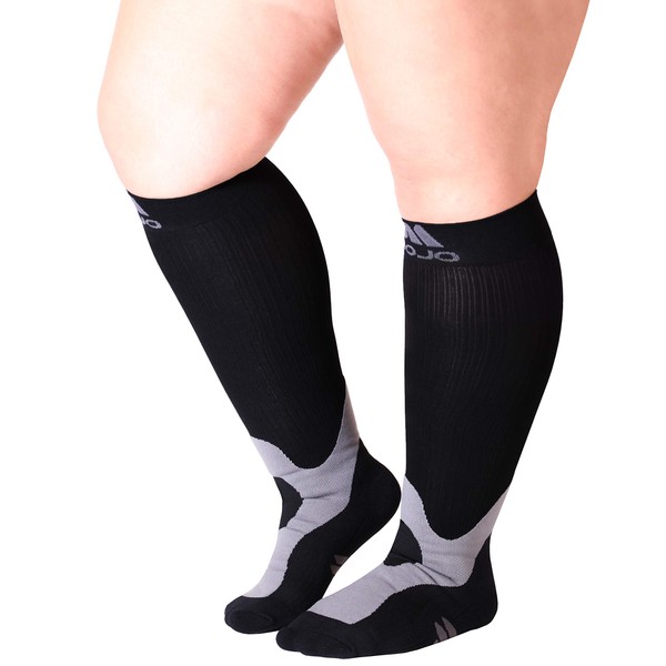 Extra Wide Calf Compression Socks 3XL Mojo Compression Socks 20-30mmHg Wide Full Calf Varicose Vein Edema Sports Compression Stockings Plus Size Black XXXL