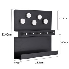 LuHeToz Stainless Steel Wall Mounted Key and Mail Holder with Magnetic Memo Board - 5 Key Hooks and 5 Magnets (Black)