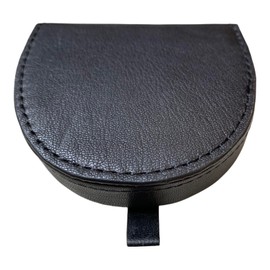 Lorenz Men's Goat Nappa Leather Horseshoe Shape Tray Purse with Note Section - Black
