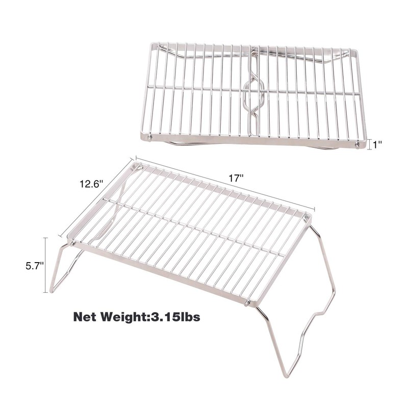 CAMPMAX Campfire Grill 304 Stainless Steel Grate, Folding Camping Grill