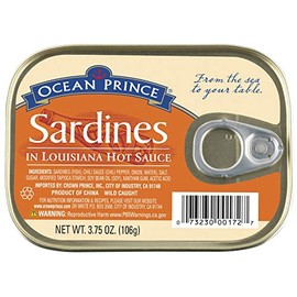 Ocean Prince Sardines in Louisiana Hot Sauce, 3.75 Ounce Cans (Pack of 12)