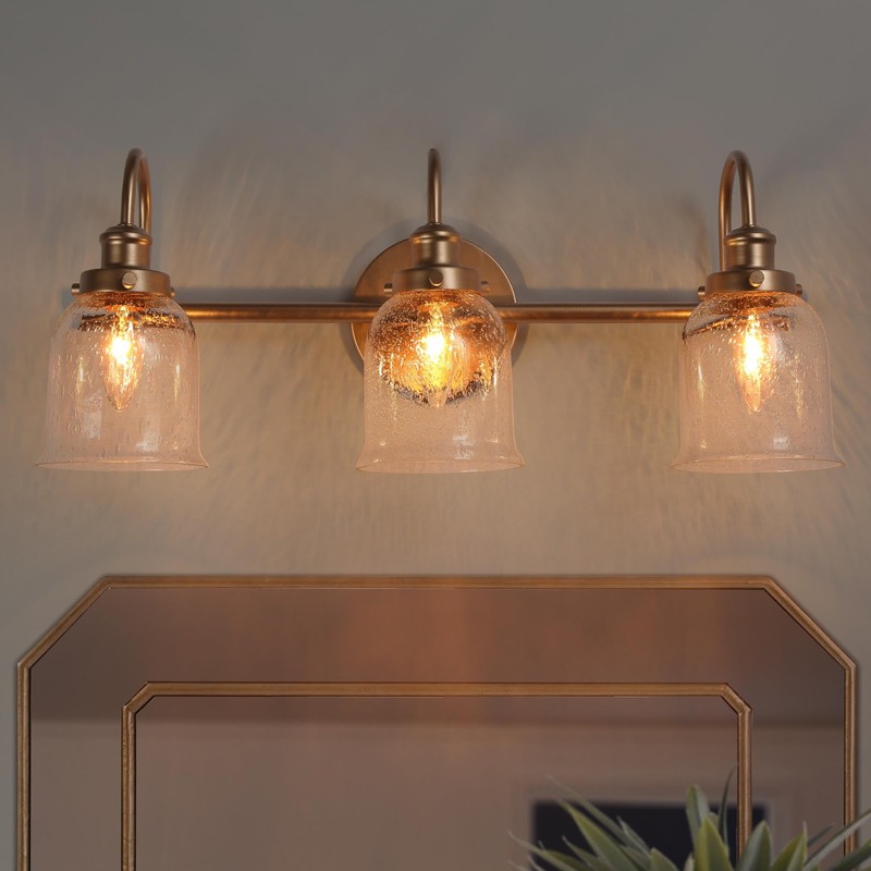 GEPOW Gold Vanity Light, Modern Bathroom Light Fixtures Over Mirror,