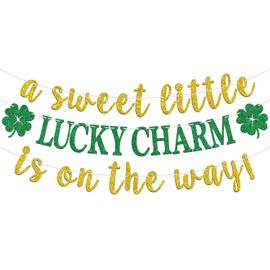 A Sweet Little Lucky Charm is on the Way Banner, Welcome Little Shamrock, Leaf Clover Irish Baby Shower Decor, Happy St Patrick'Day Birthday Gender Reveal Party Decorations Supplies