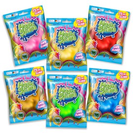 CRAZE Magic Slime Foil Bag Slime Children's Set of 6 Slime Kit in 6 x 75 ml Bags, Children's Slime Safe & Residue-Free, 6 Colours
