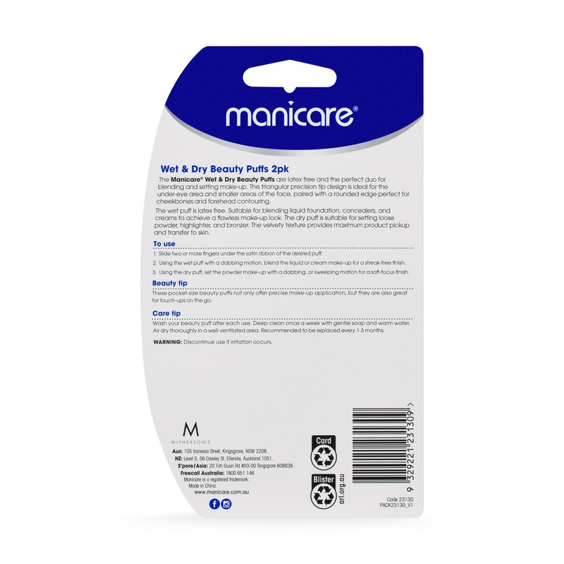 Manicare Wet & Dry Beauty Puffs 2pk