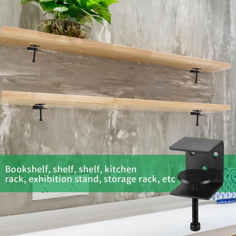 Pack of 2 Shelf Brackets, Wall Shelf, Adjustable Table Clamps,