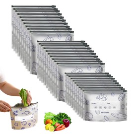 30PCS Reusable Aluminum Foil Sealable Storage Bags, Reusable Aluminum Foil Bags, Resealable Zipper Vacuum Pouches with Label and Stand-Up Bottom Design, for Vegetable Fruit Meat Snacks(3 Sizes)