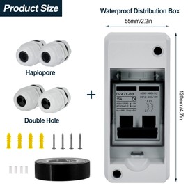 Circuit Breaker 15A, IP65 Circuit Breaker 2-Pin DC 12V-400V Isolator Switch with Waterproof Housing, Solar Voltage Protection for Photovoltaics