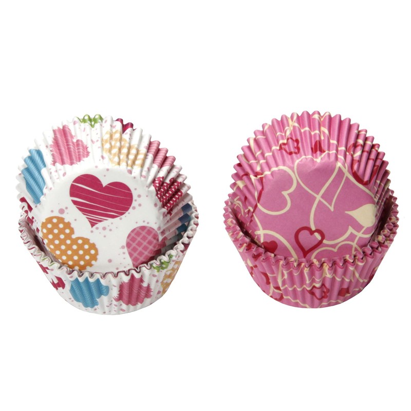 Chef Craft Paper Patterned Cupcake Liners, 50 Count, Pink/White/Red