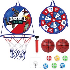 Yearonan Kids Darts Board Set-14 inchs, basketball hoop indoor, Summer Indoor Outdoor Party Yard Toys Games, Birthday Gift for 3 4 5 6 7 8 9 10 11 12 Year Old Boys Girls, velcro Dart 8-12, blue