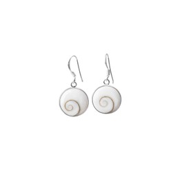 Earrings 925 Sterling Silver Eye of Shiva - Natural Saint Lucia Stone - Medium Round Earrings for Women - Mediterranean Jewelry, Sterling Silver, Eye of Shiva