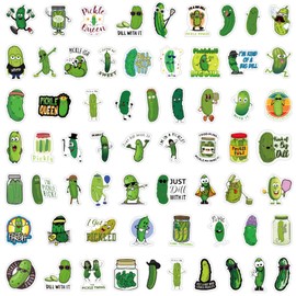 60Pcs Pickle Aesthetics Cartoon Stickers Pack Vinyl Waterproof Stickers for Water Bottle, Laptop, Phone, Skateboard, Journaling, Car Decals Gifts for Kids Teens Adults (Pickle)