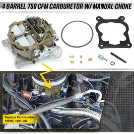 4 Barrel 750 CFM Carburetor Manual Choke Fit For Rochester Quadrajet Carburetor Chevy 350 454 327 427 V8 Engines GMC Trucks 1966-1973 big small block 4BBL Carb 1901R 4MV Corvettes 1975-1979 1901-GG