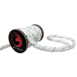 Ravenox Double Braid Polyester Rope | Made in USA |(3/8" x 100 FT)(White, Green Tracer)| Berry Compliant | Pulling Line, Rigging Halyard, Safety Cord, Ladder Cordage, Trawl Sling, Dielectric & Conduit