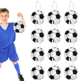 BOXOB 12pcs Soccer Themed Party Favor Bags, Non Woven Fabrics Football Snack Goody Handbags Gift Bags for Kids Adults Sport Theme Party Supplies