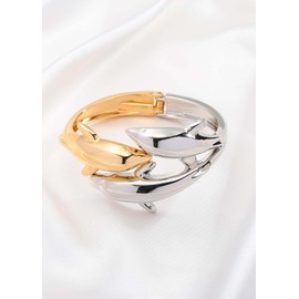 LILIE&WHITE Women's Elegant Gold and Silver Dolphin Design Bangle Bracelet, Nickel Free and Hypoallergenic, Tarnish Resistant and Durable, Jewellery for Special Occasions and Daily Wear, Brass