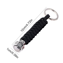 PLABBDPL Antique Viking Thor Mjolnir Pendant and Metal Ring Mountaineering Car Key Chain Vintage Style Men Leather Multicolor (Black)