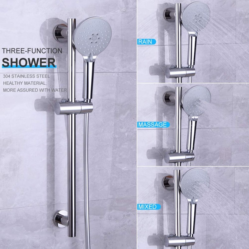kimzcn Shower Slide Bar with three Function Massaging Hand Shower