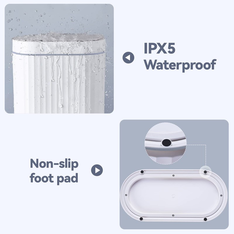ELPHECO Bathroom Trash Can with lid - 2.5 Gallon Waterproof