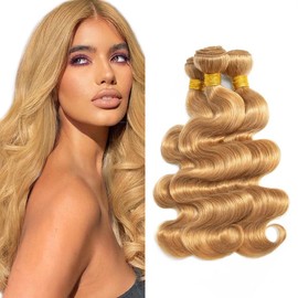 Honey Blonde Bundles Human Hair #27 Body Wave Bundles Blonde Human Hair 3 Bundles 20 22 24 inch Remy Blonde Body Wave Bundles Human Hair Extensions