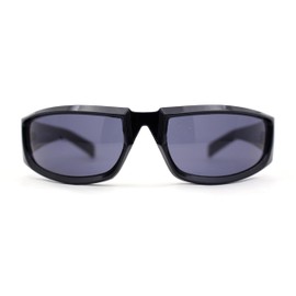 Trendy 90s Sport Look Curved Wrap Fashion Sunglasses All Black