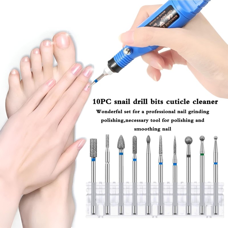 Pack of 10 Nail Drill Bits, Bits for Nail Cutter,