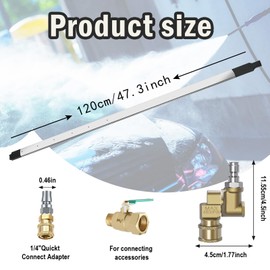 Pcmursal 47 Inch Car Radiator Cleaning Wand, Radiator Cleaner Wand for Automotive Radiators, Condensers, Hvac & Heavy Machinery, Max 4500PSI Pressure Washer, Dual-Use Water/Air